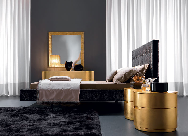 חדר שינה שחור זהב